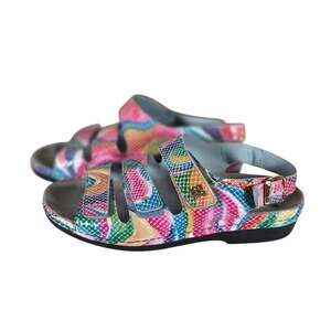 Helle Comfort Multicolor Snake Print Adjustable Slingback Sandals 41 / 10